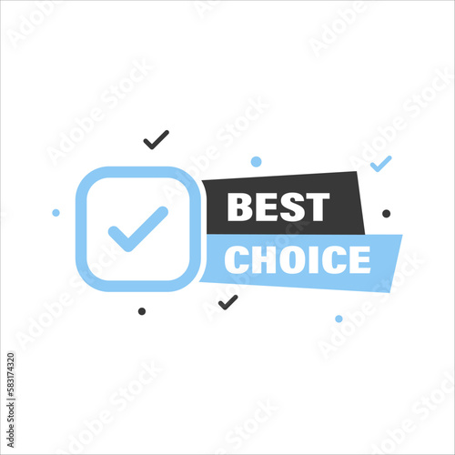 Best choice badge with a checkmark. Suitable for quizzes, tests, exams and more in electronic and printed form
