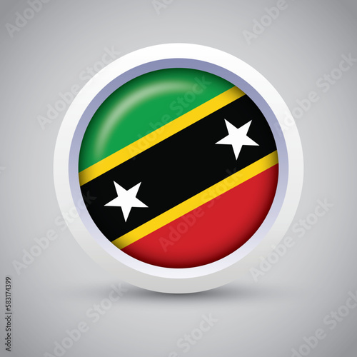 Free Download Saint Kitts and Nevis Flag Glossy Button on Gray Background. Vector Round Flat Icon - GFXLoad