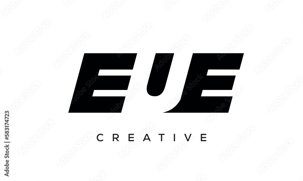 EUE letters negative space logo design. creative typography monogram vector	