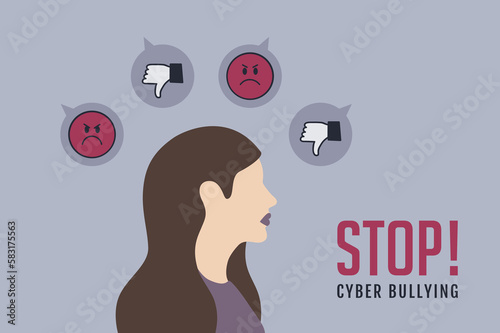 stop cyber bullying concept with depressed girl