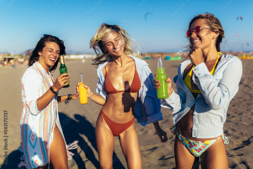 Group of Friends Having a Party on the Beach Group of Friends Having a Party on the Beach
