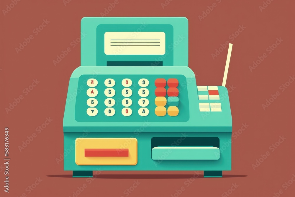 Cash register illustration, business concept, background. Generative AI