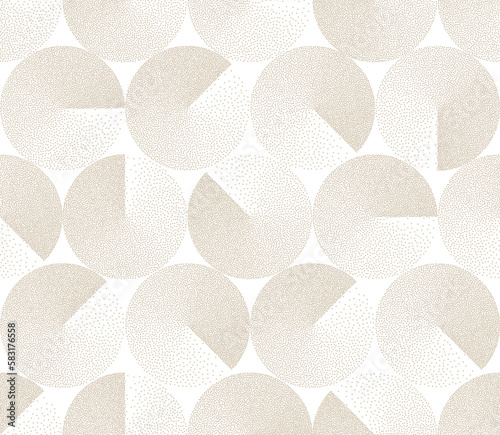 Circle Clockwise Gradient Stippled Seamless Pattern Bauhaus Design Abstraction. Transparent PNG Different Circles Geometric Texture Dotted Repetitive Wallpaper. Halftone Retro Colors Art Illustration
