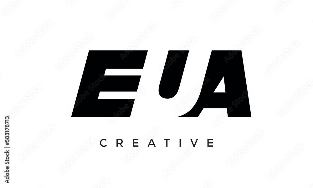 EUA letters negative space logo design. creative typography monogram vector	