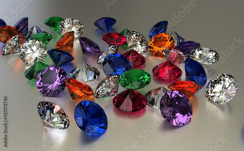Diamants et pierres de couleurs photo