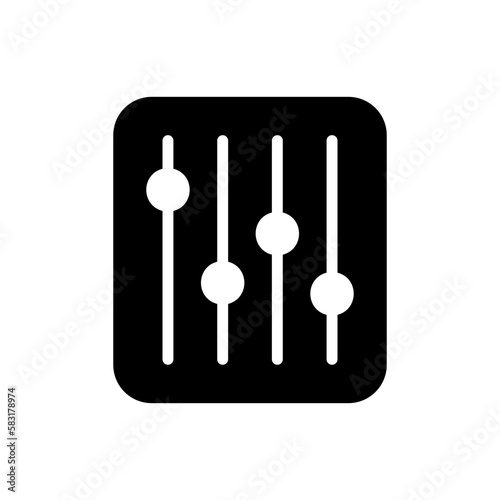Equalizer icon to provide settings or adjustments to the tone frequency configuration of the music