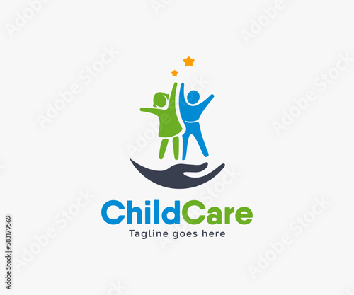 Child Care logo design vector, People Care logo template
