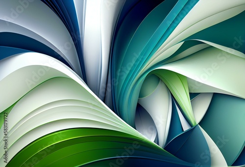 white, green, blue, abstract background Generative AI