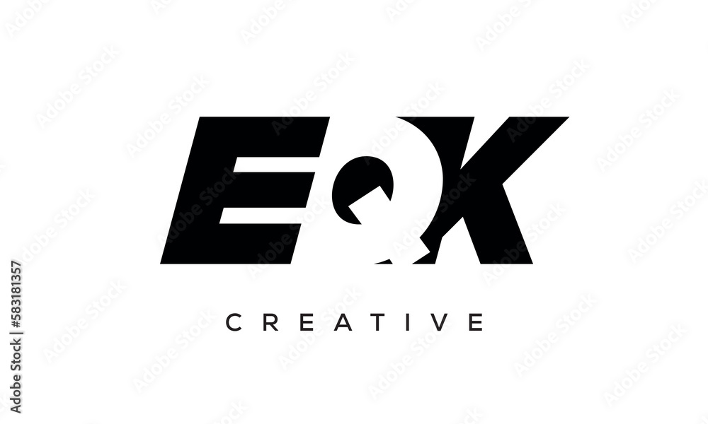 EQK letters negative space logo design. creative typography monogram vector EQK letters negative space logo design. creative typography monogram vector