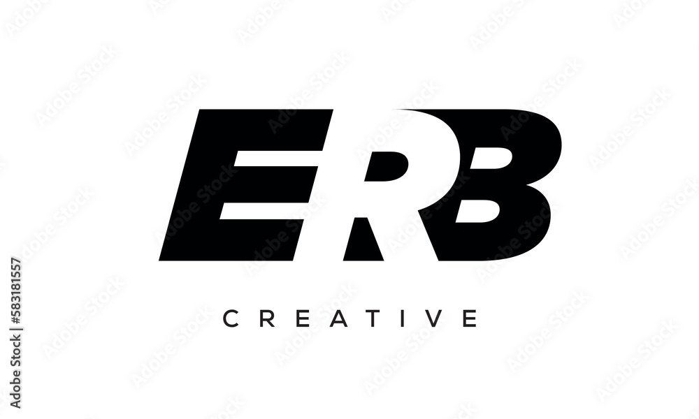 ERB letters negative space logo design. creative typography monogram vector ERB letters negative space logo design. creative typography monogram vector