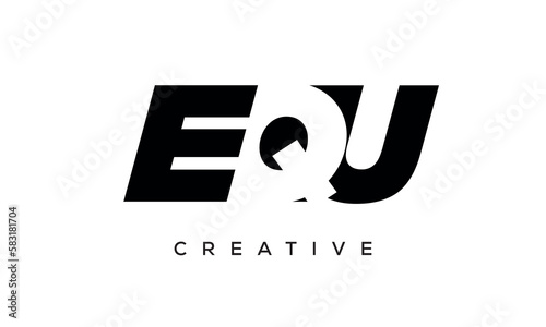 EQU letters negative space logo design. creative typography monogram vector	