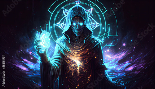 Necromancer dark fantasy spellcaster - By Generative AI photo