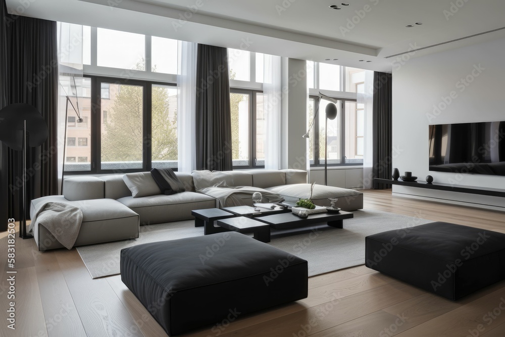 Fototapeta premium a spacious and open living room. Generative AI