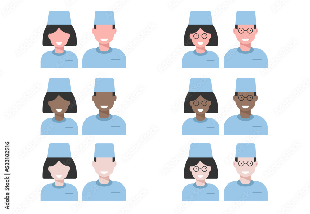 Doctor icons in uniform. Set icons. Flat style. Vector illustration Doctor icons in uniform. Set icons. Flat style. Vector illustration
