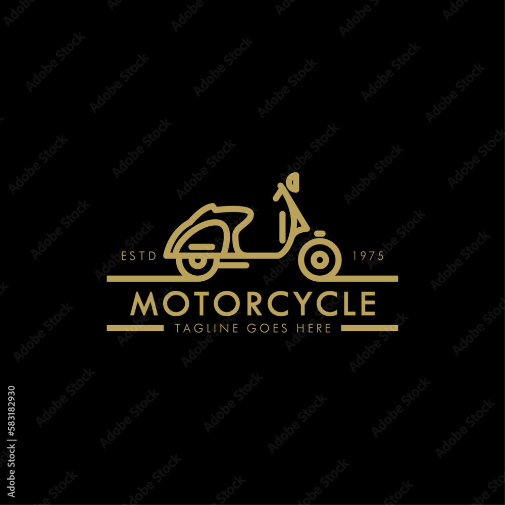 Obraz premium Classic Scooter Motorcycle Logo | line art