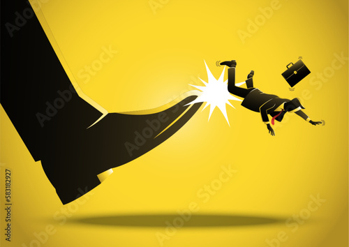 A businessman getting booted from his job