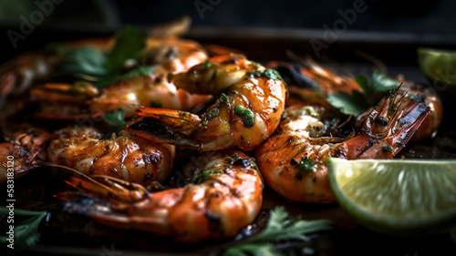 Grilled shrimp with a zesty lime and herb sauce