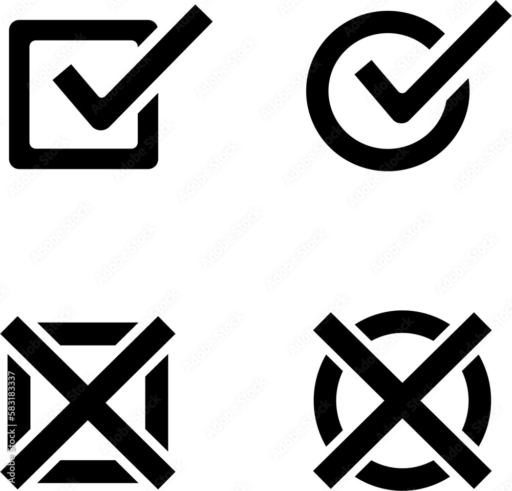 Simple Checklist and Wrong Symbol Icon Design Template Editable Stock ...