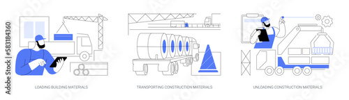 Transportation of building materials abstract concept vector illustrations.
