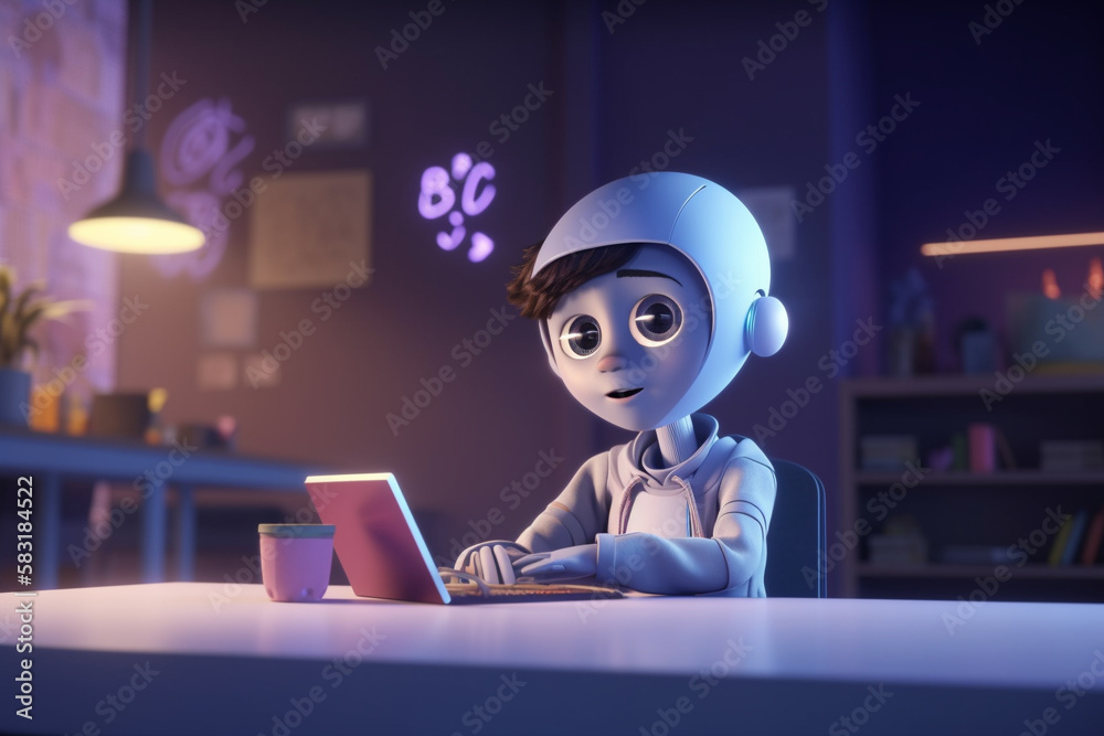 AI Chat Bot Helps Student with Homework. Tutoring with AI Chat Bot. AI ...