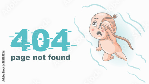 error 404 page not found funny colored little man Chibi with a broken wire illustration for design design