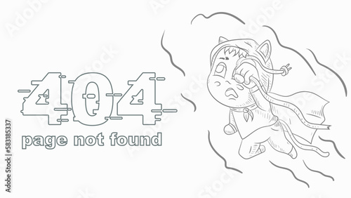 error 404 page not found funny contoured little man Chibi with a broken wire illustration for design design