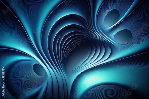 Blue abstract gradient  wave wallpaper  free space. Generative ai