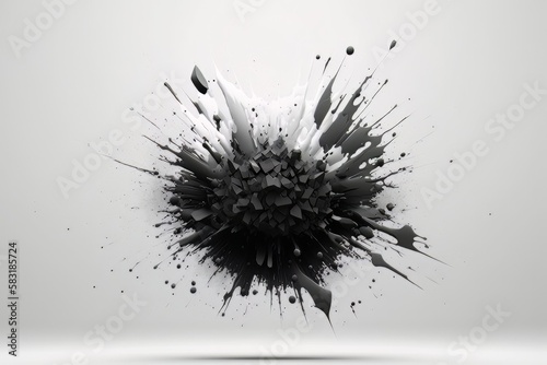 Splash of black and white paint on a white background, Generative ai