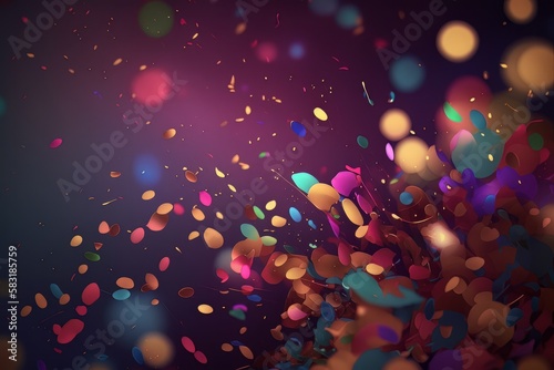 Colorful confetti on dark background. Generative AI