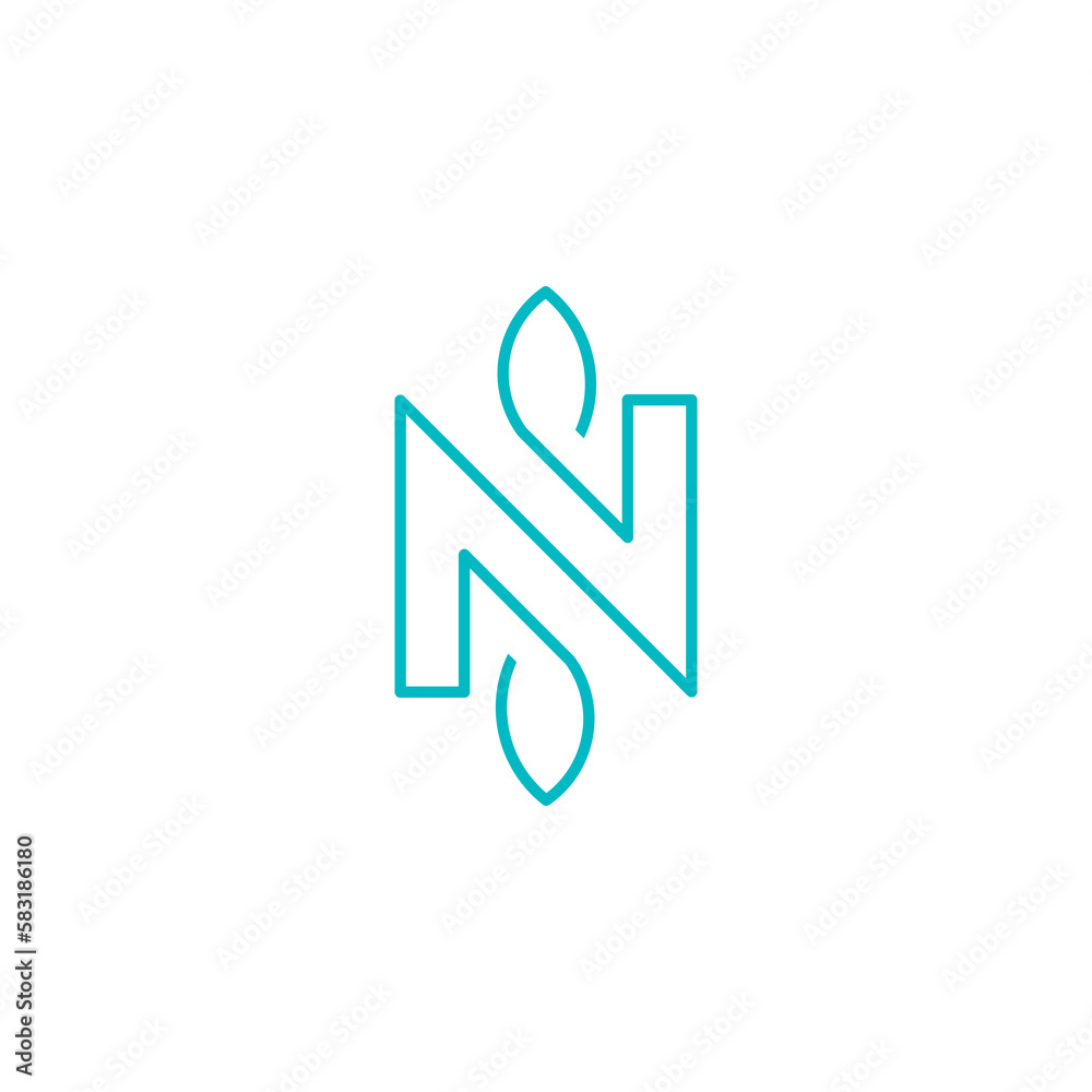 Monogram Letter N Leaf Logo Nature Logos Stock Illustration Monogram Letter N Leaf Logo Nature Logos Stock Illustration