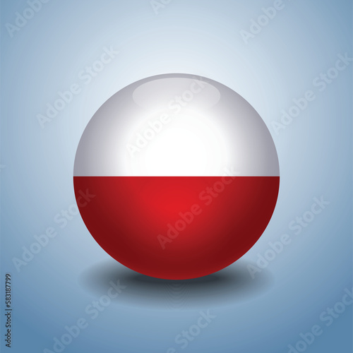 Free Download Poland flag. Round glossy. Isolated on color gradient background - GFXLoad