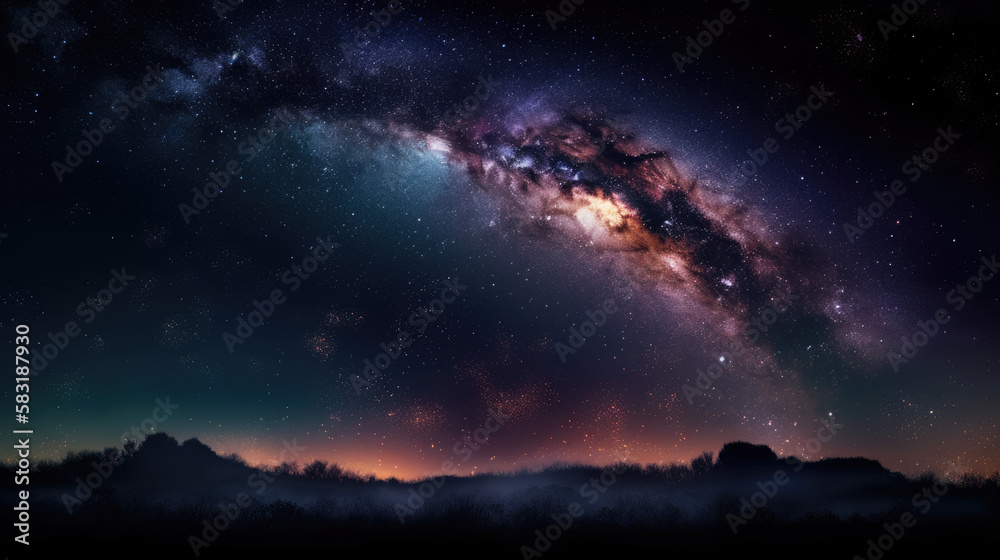 Night sky - Universe filled with stars, nebula and galaxy, generative ai