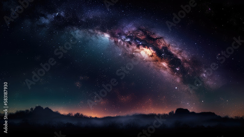 Night sky - Universe filled with stars  nebula and galaxy  generative ai