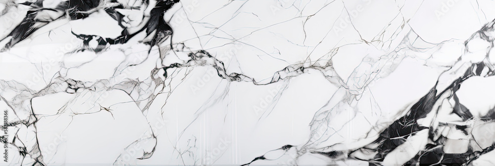 Obraz premium panoramic white background from marble stone texture for design, generative ai