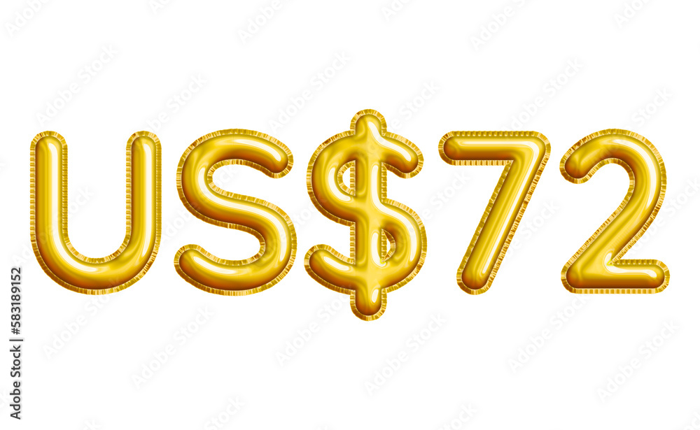 US$72 or Seventy-two Dollar 3D Gold Balloon. You can use this asset for your content like as USD Currency, Flyer Marketing, Banner, Promotion, Advertising, Discount Card, Pamphlet and anymore. US$72 or Seventy-two Dollar 3D Gold Balloon. You can use this asset for your content like as USD Currency, Flyer Marketing, Banner, Promotion, Advertising, Discount Card, Pamphlet and anymore.