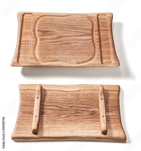 Two Sides Of Oak Wood Steak Boards Isolated