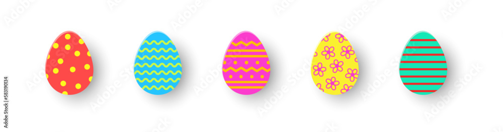 Paper cut Easter eggs. Colourful icon set. Vector illustration Paper cut Easter eggs. Colourful icon set. Vector illustration