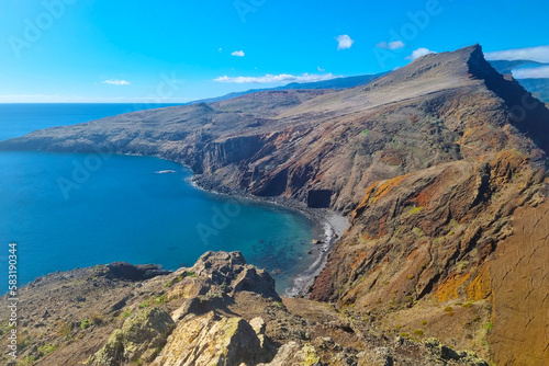 View from a drone on the coast of the island of Madeira.