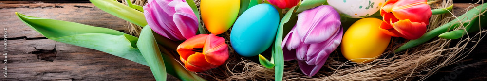 beautiful easter background with eggs. Generative AI, beautiful easter background with eggs. Generative AI,