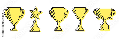 Set of trophies outline