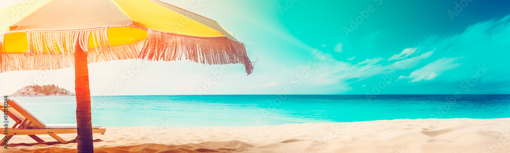 Beautiful background sea beach vacation. Generative AI,