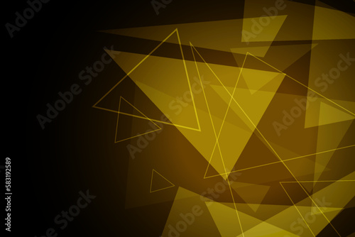 Yellow lines, plexus abstract background. Digital geometric triangles on a black background.