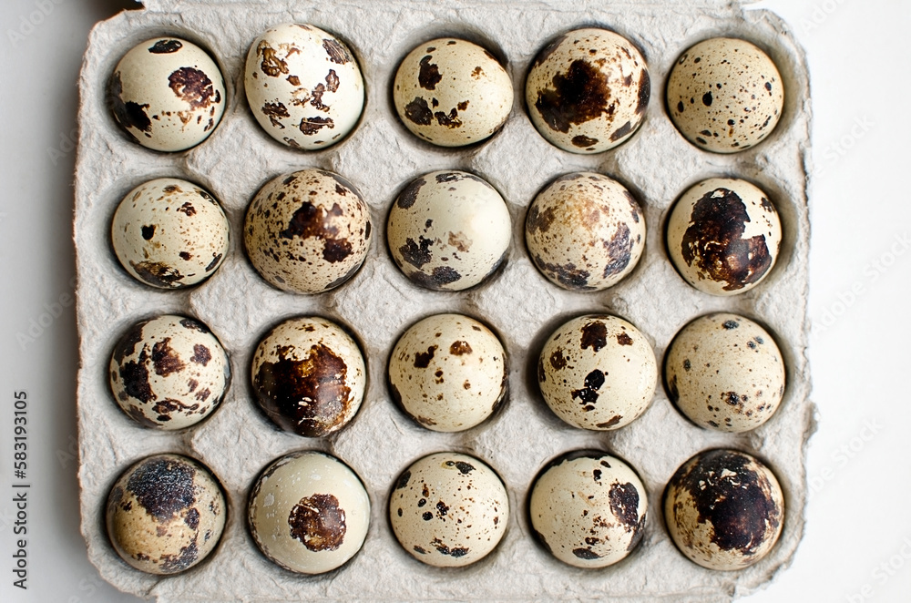 Quail eggs in a paper tray Quail eggs in a paper tray