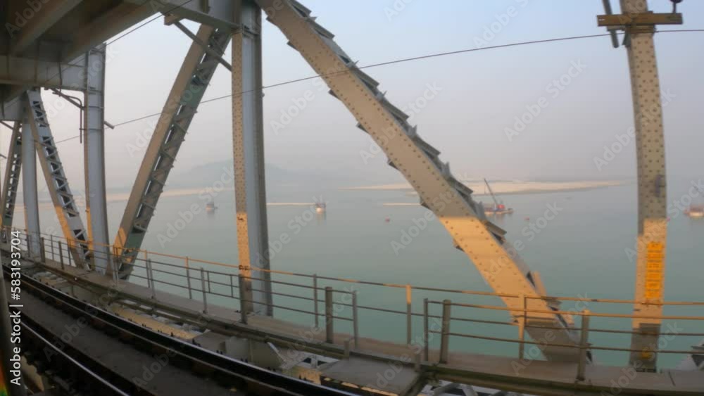 Train journey on Brahmaputra river point of view from traveler's view. Train journey on Brahmaputra river point of view from traveler's view.
