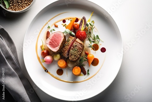 Sous vide lamb dish. Generative AI