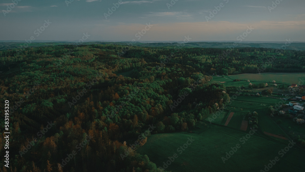 Aerial shot of rural Moravia, Czech Republic