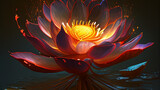 Beautiful drawing of a lotus flower or water lily. Environment of reflection and meditation. Generative Ai.