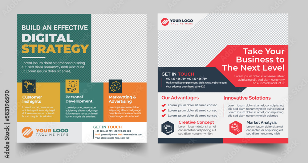 Business Flyer Corporate Flyer Template Geometric shape Flyer Circle Abstract Colorful concepts poster flyer pamphlet brochure cover design layout space for photo background