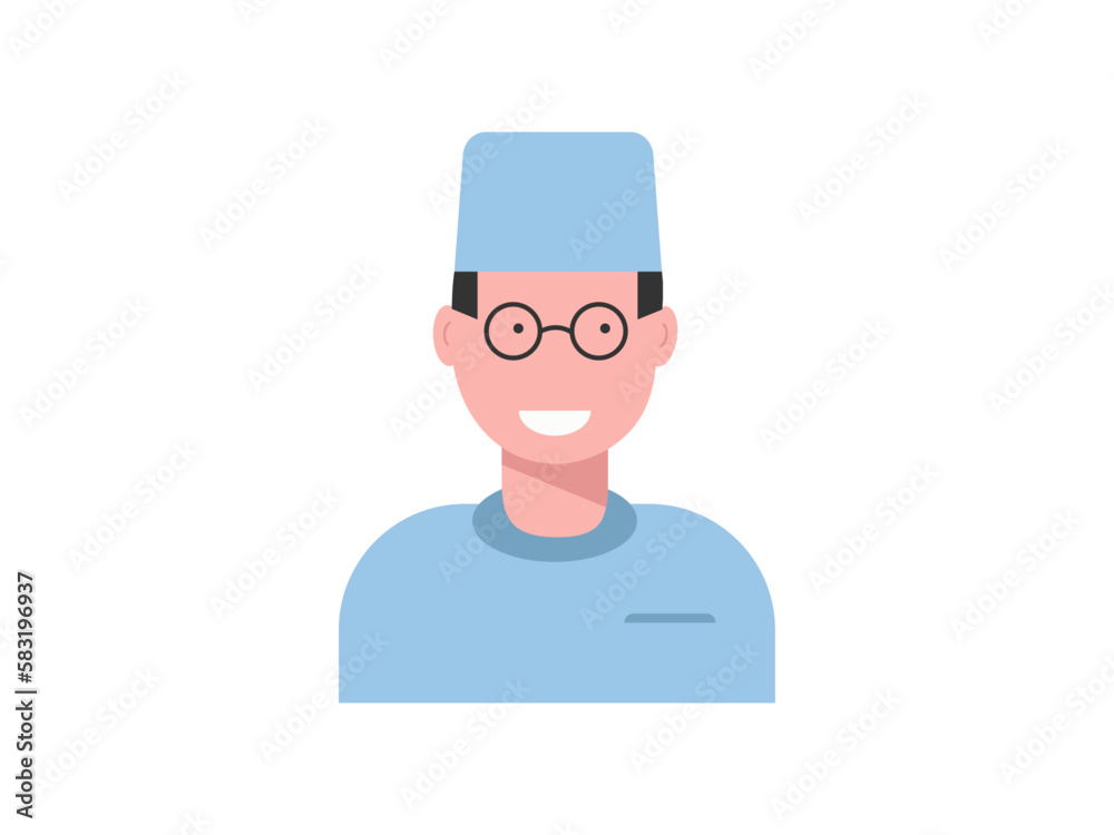 Doctor icon in uniform. Flat style male. Vector illustration