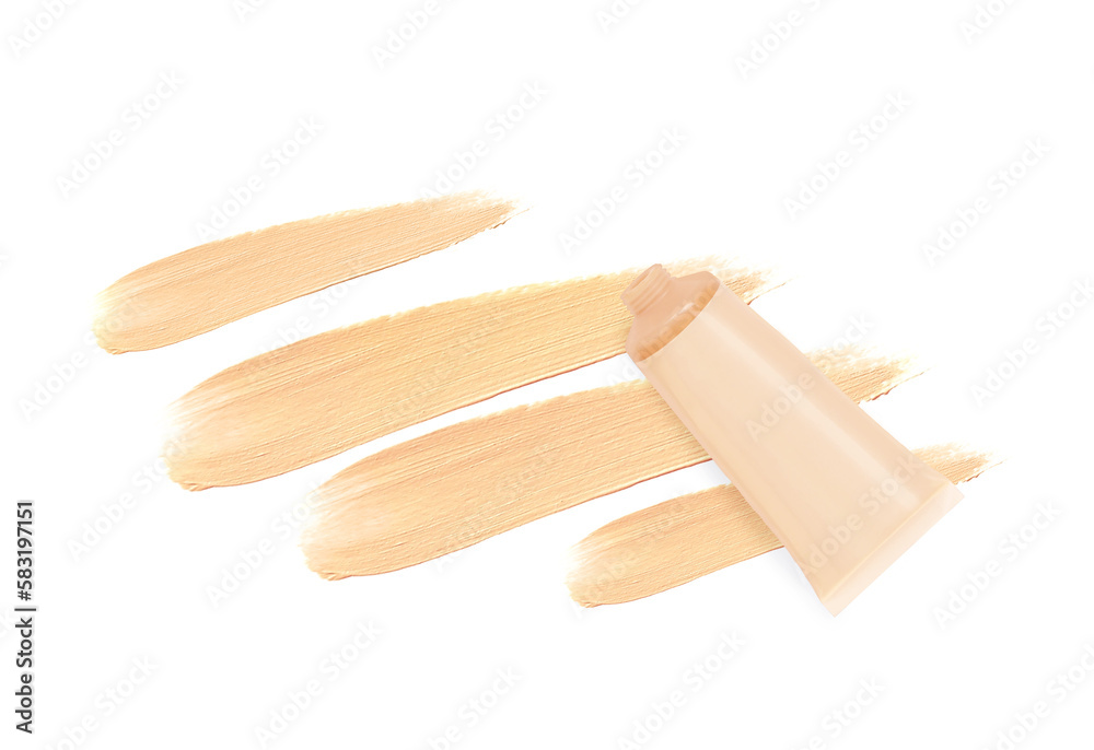 Collection of make up liquid foundation strokes on white Collection of make up liquid foundation strokes on white
